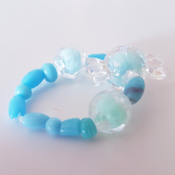 Blue Eye Candy Ring Beaded Handmade Jewelry s9-12 - Picture 8 of 12